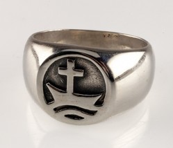 James Avery Barque of St Peter Sterling Silver Wide Band Ring 14 mm, Sz 10.50 - £233.31 GBP