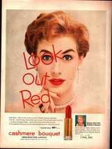 1954 Cashmere Bouquet Lipstick Woman Red Lips Makeup Vintage Print Ad SE... - $26.92