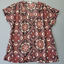 Maurices Women Shirt Size S Red Preppy Print Cottage Floral Classic Short Sleeve - £9.85 GBP