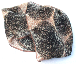 VERA Vintage Silk Rectangle Scarf Abstract Sea Urchin Print 51 x 10 Tan Black - £18.22 GBP