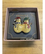 NEW Monet Christmas Snowman Brooch Pin Holiday Xmas Snow Winter KG JD - €11,13 EUR