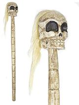 Hand Carved Wood Skull Skeleton Walking Stick Cane - £23.44 GBP