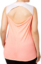 Material Girl Womens Plus Gym Vibes Open Back Slogan Tank Top  1X  Peachtini - £15.12 GBP