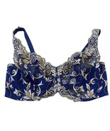 Soma Embroidered Lace Bra 36D Womens Underwire Supportive Navy &amp; Gold - $47.13 CAD