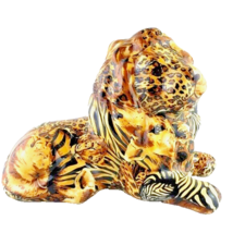 La Vie Lion Patchwork Fabric and Ceramic Sculpture Figurine - $31.68