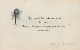 Vintage Christmas Card Mail Box Letters Black and White Illustration 1920s - $7.91