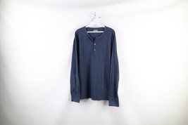 J Crew Mens Size Large Faded Long Sleeve Henley T-Shirt Heather Blue Cotton - $29.65