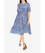 Johnny Was Sz S Jade Wallace 100% Silk Midi Dress Tiered Blue Floral Pri... - £124.59 GBP