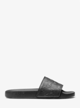 MICHAEL MICHAEL KORS Gilmore Logo Embossed Faux Leather Slide Sandal Size 8 - £70.78 GBP