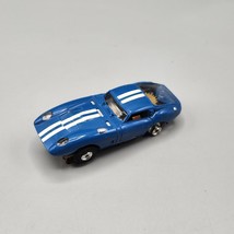 Aurora T-Jet Shelby Cobra Flamethrower HO Slot Car Blue / White Stripes Vtg - $62.88