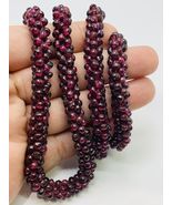 Vintage Garnet Woven Necklace Woven ROPE Seed Bead, Semi Precious Stones... - $102.64