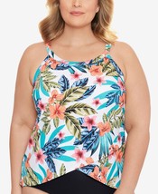$79 Swim Solutions Montego Bay Printed Underwire Tankini Top Size 10 NWOT - £28.82 GBP