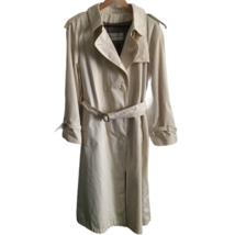 Evan-Picone Double Breasted Long Trench Coat Belt Lined Tan Beige L XL 46&quot; Bust - £118.02 GBP