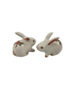 Mini Bunny Rabbit Red Flower Salt Pepper Shakers - $277.64 MXN