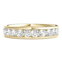 14K Oro Giallo Sopra Diamante Rotondo Canale Set Anniversario Fede Nuziale 1CT - £175.90 GBP
