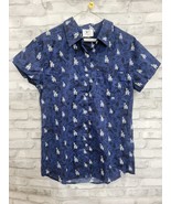 Women&#39;s Los Angeles Dodgers FOCO Royal Floral Button Up Shirt Size Medium - $481.11 MXN