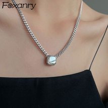 FOXANRY Silver Color Thick Chain Necklace for Women Trendy Elegant Punk Vintage  - £13.06 GBP