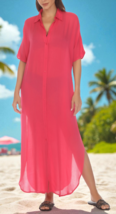 Raviya Women&#39;s Button-Down Maxi Dress Cover-up Size: S - Raspberry RETAI... - $16.34