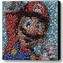 Amazing Framed Nintendo super Mario Bottlecap mosaic print Limited Editi... - £13.75 GBP