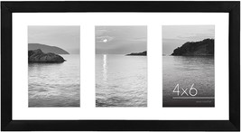 8x14 Collage Picture Frame in Black Displays Three 4x6 Frame Openings Engineered - £25.88 GBP