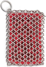 HIC Kitchen Chainmail Cast Iron Scrubber, 18/8 Stainless Steel and Silicone - £25.30 GBP