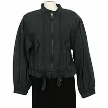 FREE PEOPLE Black Poet Bishop Sleeve Cotton Linen Moto Jacket M - £62.84 GBP