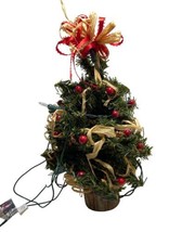 Vtg 1990&#39;s Table Top decorated  Sisal and Rafia Christmas Tree 12&quot; - £17.69 GBP