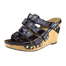 Me Too Sz 8.5 M Dark Brown Slide Patent Leather Women Sandals Jady - £15.47 GBP