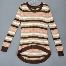 rue21 Women Sweater Dress Size XL Brown Midi Preppy Stripe Open Knit Lon... - £10.76 GBP