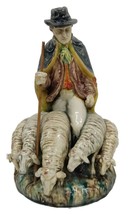 Karlsruhe Majolik GRAND DUCAL Shepherd Ceramic Figure  by Max Heinze 1900s  11&quot; - £312.16 GBP