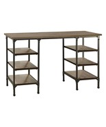 Modern Traditional Counter Height Writing Desk, 6 Shelves, Natural/Black - €587,97 EUR