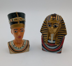 Egyptian King Tut &amp; Queen Nefertiti Salt &amp; Pepper Shakers  New  Never Used - £12.16 GBP