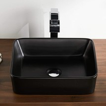 Elegant Matte Black 19 Inch Bathroom Vessel Rectangular Sink for Above C... - $122.55