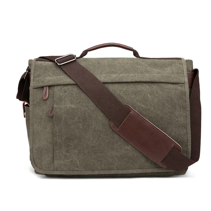 Men Canvas Shoulder Bag Casual Men Retro Zipper Laptop Crossbody Outdoor... - £41.67 GBP