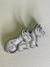 Silvertone Pewter Brooch Hat Pin Two Scotty Dogs Scottish Terrier Pin - £11.10 GBP