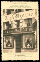 Vintage Advertising Postcard Chantraine Lepaule de Mouton Restaurant Bel... - $14.84