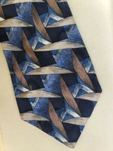 Vintage Alexander Lloyd Tie Blues and Tans 100% Silk Made in USA T149 - £10.88 GBP