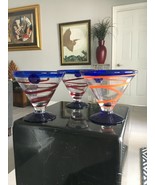 Hand Blown Martini Margarita Glasses Crown Anchor Society Royal Caribbea... - $63.92 CAD