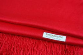 Red Pashmina Womens Solid 78x28 Silky Shawl Wrap Wool Feel Blend Scarf - £14.37 GBP