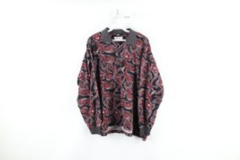 Vtg 90s Streetwear Mens L Faded Paisley All Over Print Long Sleeve Rugby Polo - £43.49 GBP