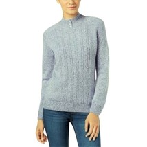 Womens Sweater Petite Medium Long Sleeve Gray Soft Acrylic Cable Knit PM 24&quot;L - £9.20 GBP
