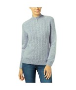 Womens Sweater Petite Medium Long Sleeve Gray Soft Acrylic Cable Knit PM... - £9.02 GBP