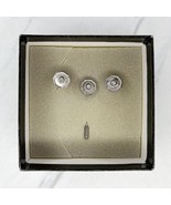 Silver Tone Rhinestone Cufflinks and Hat Tie Stick Pin Set - £7.81 GBP