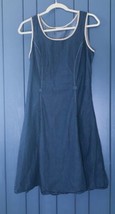 Eshakti Blue Chambray Dress With Beige Trim Size Small Medium - £18.99 GBP