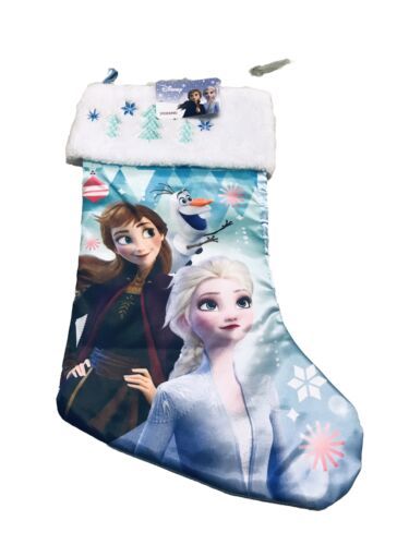 Disney Christmas Holiday Silk Frozen Winter Embroidered Snowflakes Stocking. 16” - £26.21 GBP