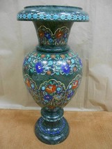 21 Inches Green Marble Giftable Vase Semi Precious Stone Inlay Work Flower Pot - £2,440.59 GBP
