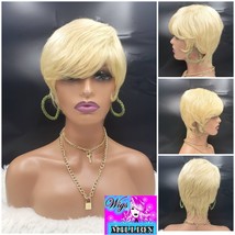 Amber Rose&quot;  Brazilian Short  100% Human Hair Wig, Pixie Cut Wig, #613 Blonde Gl - £59.25 GBP
