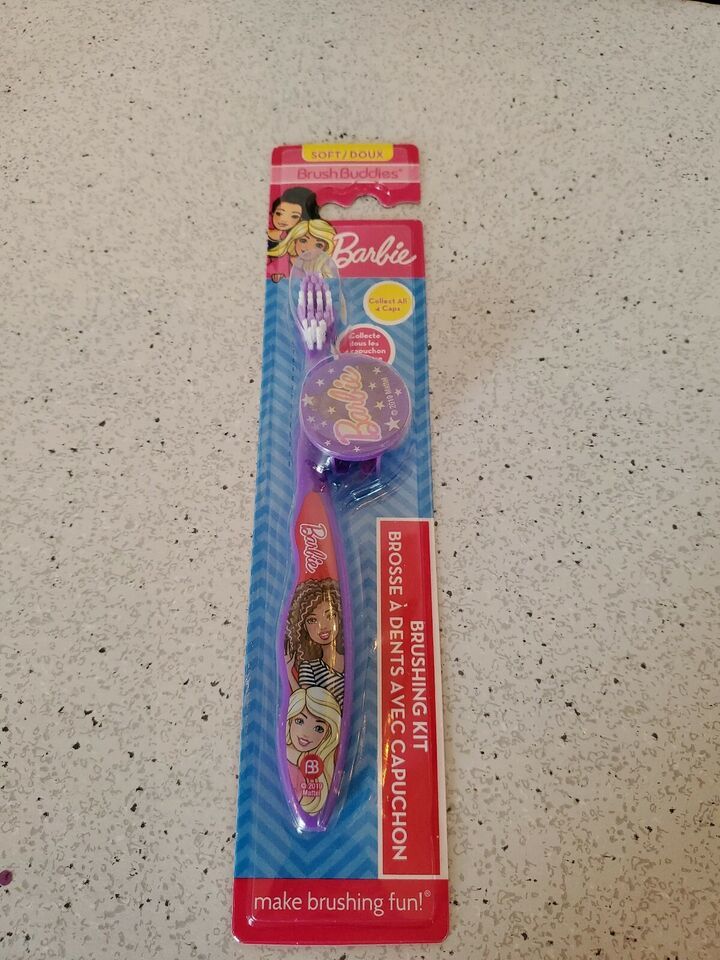 Brush Buddies Barbie Kids Oral Care Travel Kit with Reflector Image Change Cap