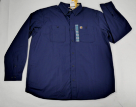 Carhartt Rugged Relaxed Fit Blue Long Sleeve Button Down Shirt Mens 2XL New - £31.96 GBP