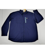 Carhartt Rugged Relaxed Fit Blue Long Sleeve Button Down Shirt Mens 2XL New - £32.04 GBP